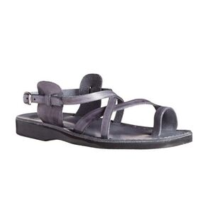 Jerusalem Sandals The Good Shepherd Buckle Men's Leather Toe Loop Sandal Grey